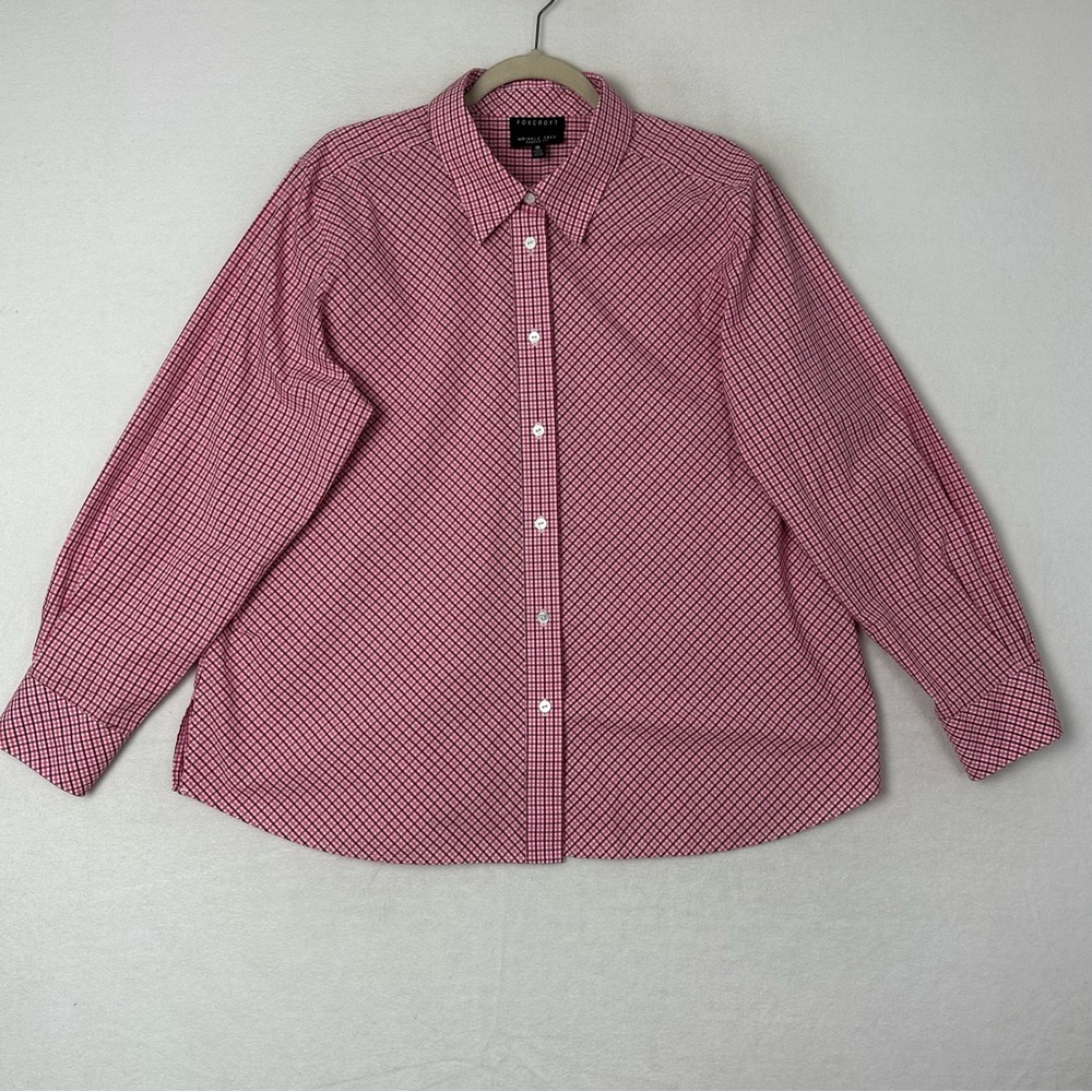 Womens pink, white, and burgundy Checkered Shirt